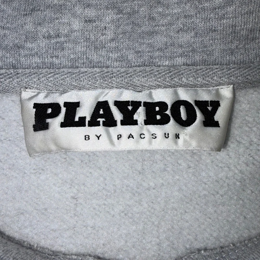 Playboy by PacSun Heather Gray Quarter Zip Fleece Pullover Sweatshirt Large